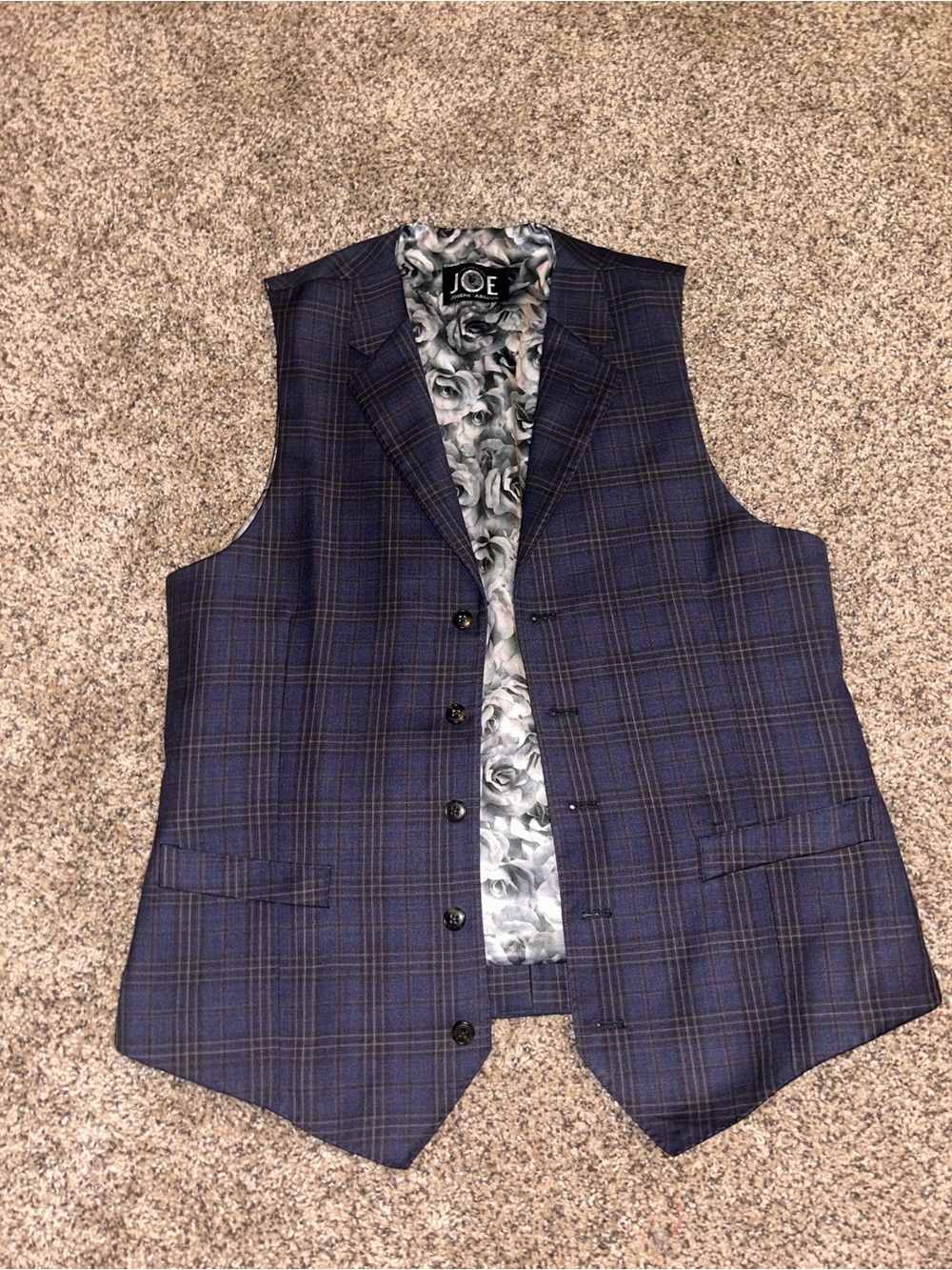 Joseph Abboud Navy Blue Plaid Men's Dress Vest